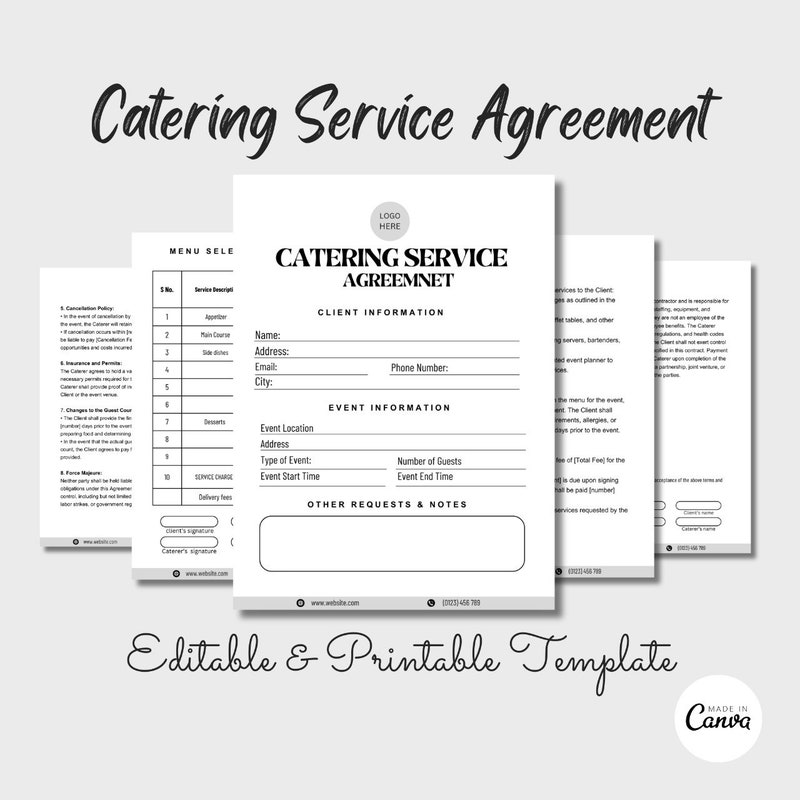 printatble catering order form, editable catering... Catering Order Form - Etsy Norway