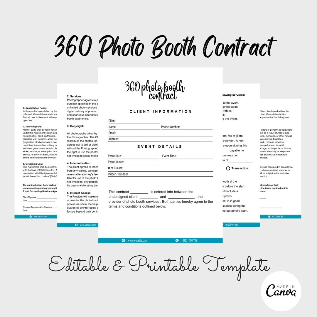 360 Photo Booth Contract Template, Photo Booth Agreement, Contract 360 Photo Booth Contract Template, Photo Booth Agreement, Contract