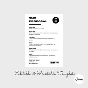 Project Proposal Template, Editable Business Proposal Template, Brief Minimalist Proposal Template, Basic Job Estimate