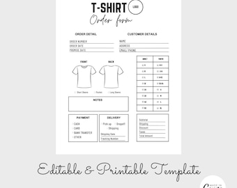 T-Shirt Bestellformular, T-Shirt Bestellformular Vorlage PDF, Bekleidung Bestellung FOrm, T-Shirt Geschäft