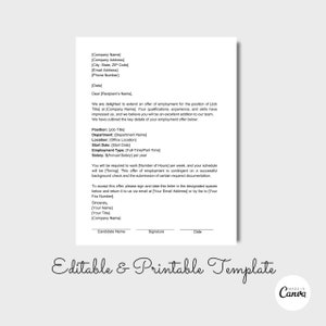Carta de oferta de trabajo, Carta de oferta de empleo, Documento de nueva contratación, Plantilla de oferta de trabajo, Carta de empleo, Formulario de recursos humanos