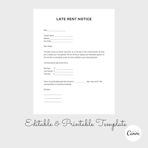 Late Rent Notice, Past Due Rent Notice, Notice To Pay or Quit, Tenant Notice, Eviction Notice