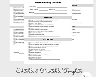 Airbnb Cleaning Checklist, House Cleaning Guide, Professional Cleaning Template, Housekeeping Contract
