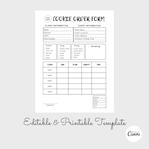 Custom Cookie Order Form, Bakery Order Form, Cake Order Form, Bakery Business Form, Home Bakery Printable