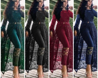 Meerkleurige rechte Kurti Palazzo set, Premium 3-delige kant-en-klare Shalwar Kameez Pakistaanse pak Plus Size jurk, Salwar Kameez Sets voor Eid