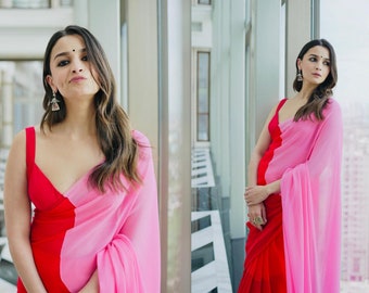 Alia Bhatt imprimé attrayant Georgette Saree, Alia Saree, Bollywood Sari, Fancy Saree, Party Wear Saree, saree de mariage, Casual Sari, Saree