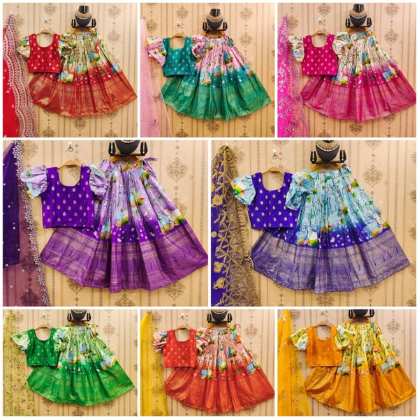 Robe enfant, robe indienne fille enfant, Lehenga pour fillettes, Lehenga Choli, Prêt-à-porter Chaniya Choli, Lehenga Choli fille, robe ethnique