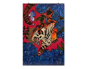 Tiger "Courage" Handmade Painting Print Posters