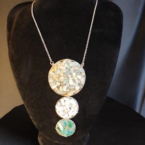 Elegant Necklace with Natural Stone Pendant and 925 Silver Rings