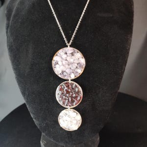 Elegant Necklace with Natural Stone Pendant and 925 Silver Rings