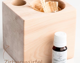 Swiss pine cubes with organic Swiss pine oil and Swiss pine shavings | Swiss pine wood decoration | Gifts for women | Swiss pine fragrance dispenser | Wooden gifts | Fragrance cubes