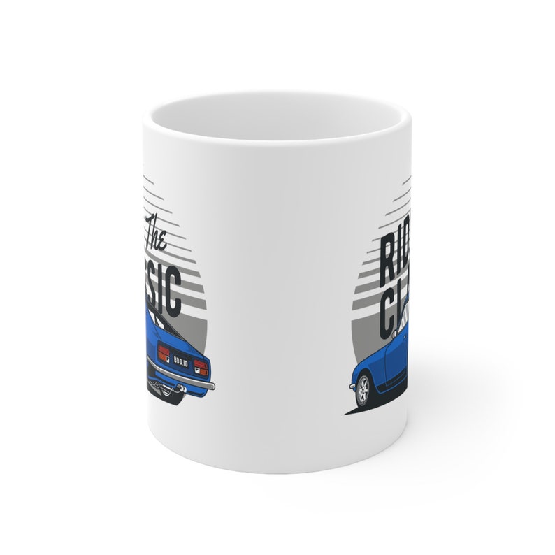 1970 Datsun 240Z Mug on a 11oz Ceramic Coffee Cup as Retro Car Design