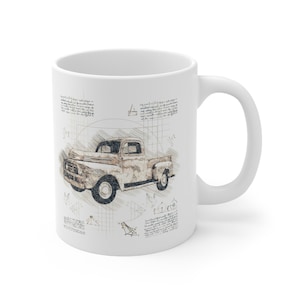 1948 Ford F1 Retro Classic Pick Up Truck Mug | Rusty Truck mug on a 11oz Ceramic Coffee Cup