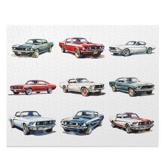 Mustang Puzzle, Colorful Collection of 9 Classic Ford Mustangs