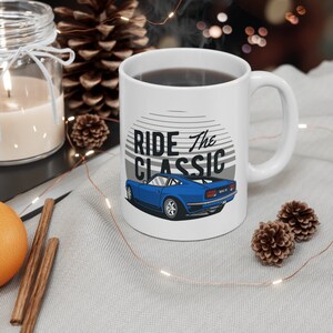 1970 Datsun 240Z Mug on a 11oz Ceramic Coffee Cup as Retro Car Design