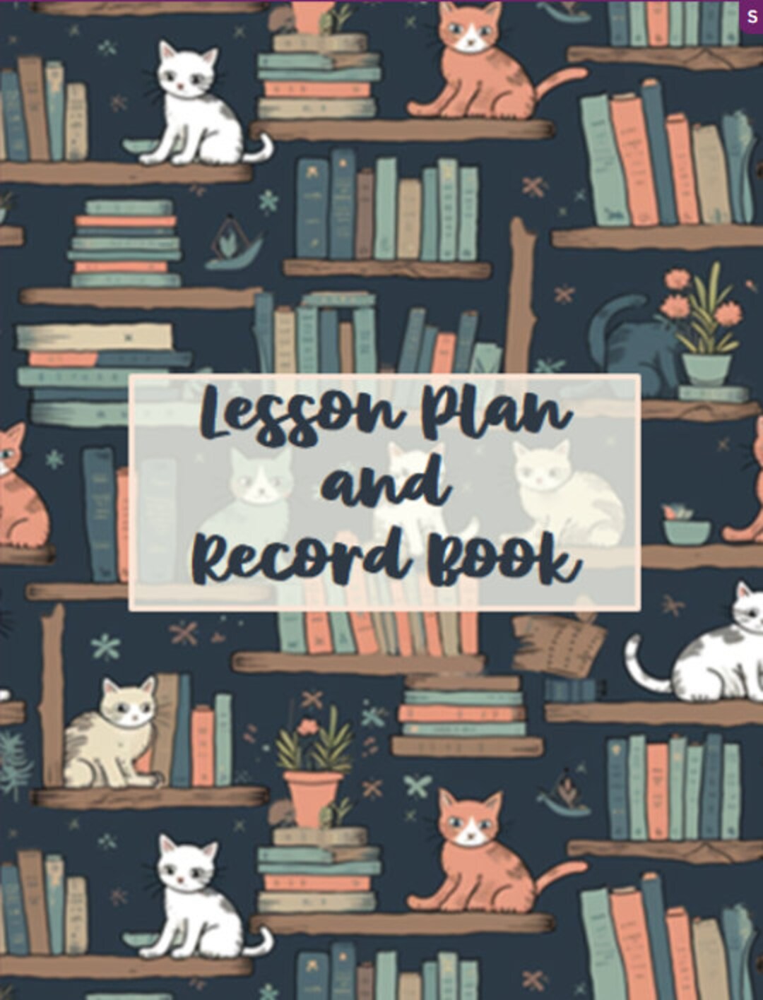 Teacher Lesson Planner and Record Book Printable Planner Cat Etsy