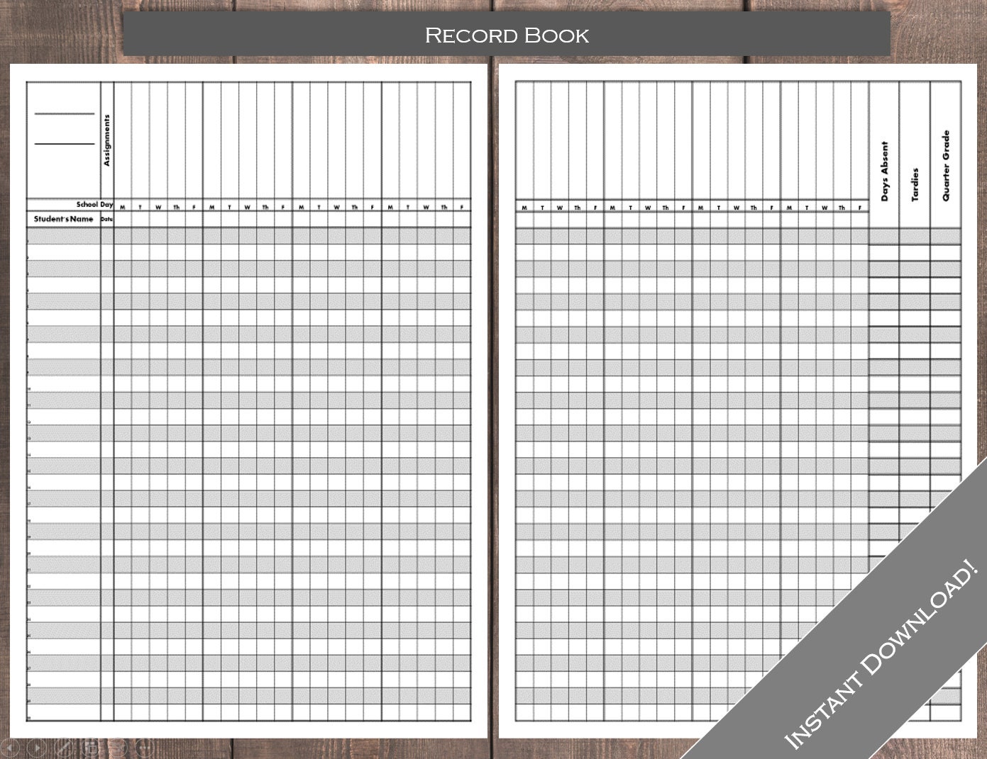 Printable Teacher Lesson Planner and Record Book Beach Etsy