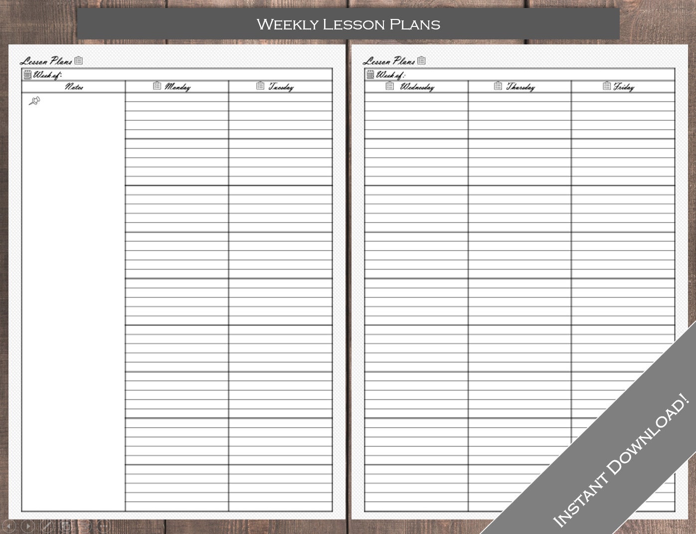 Printable Teacher Lesson Planner and Record Book Beach Etsy