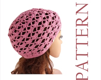 Lacy hat pattern for women Crochet beanie pattern