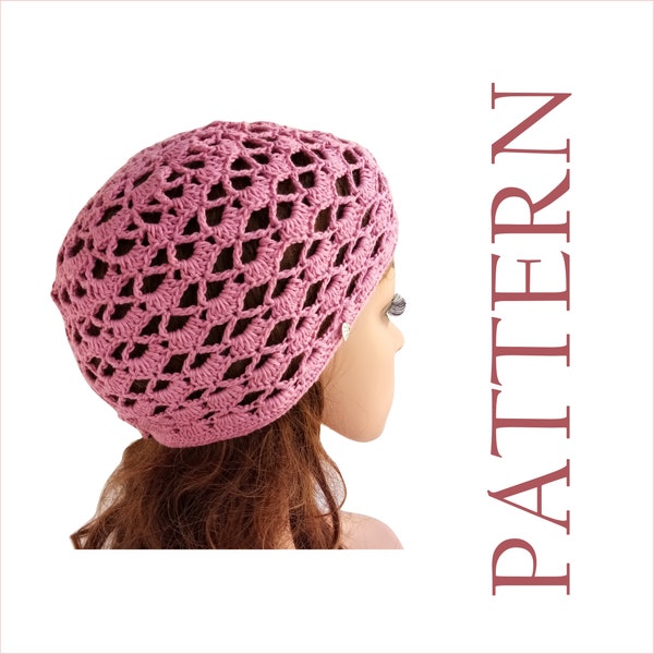 Lacy hat pattern for women Crochet beanie pattern