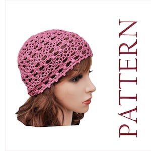 Crochet beanie pattern Lacy hat pattern for women
