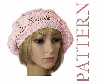 Kamille Blume Häkelanleitung für Baskenmütze Frauen Slouchy Blumenmütze PDF