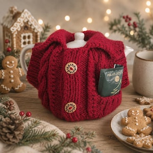 Kit de tricot pour pull Aran (couvre-théière) - Laine, boutons et instructions