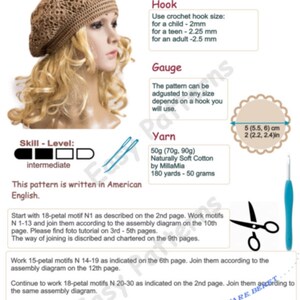 Granny square hat Crochet summer beret pattern image 5