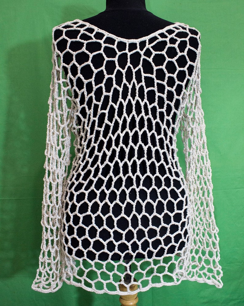 Cover up Top Crochet Beach Dress Pattern Size XL 2XL Mesh Top Pattern