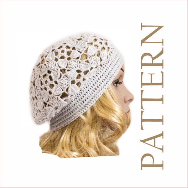 Crochet hat for small large head Bald women custom summer beret pattern