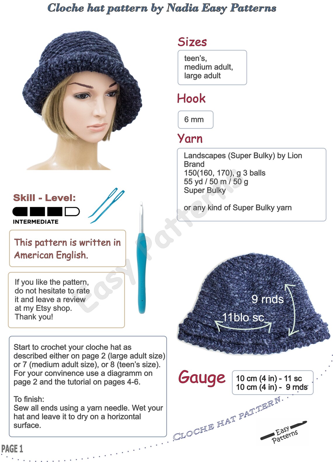 Flapper Hat Pattern Free Wide Brim Bucket Flapper Hat Pattern Crochet Cloche Hat for Woman - Etsy