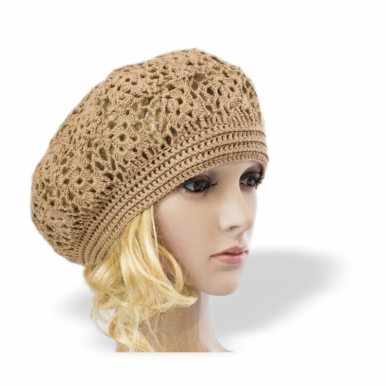 Granny square hat Crochet summer beret pattern image 2