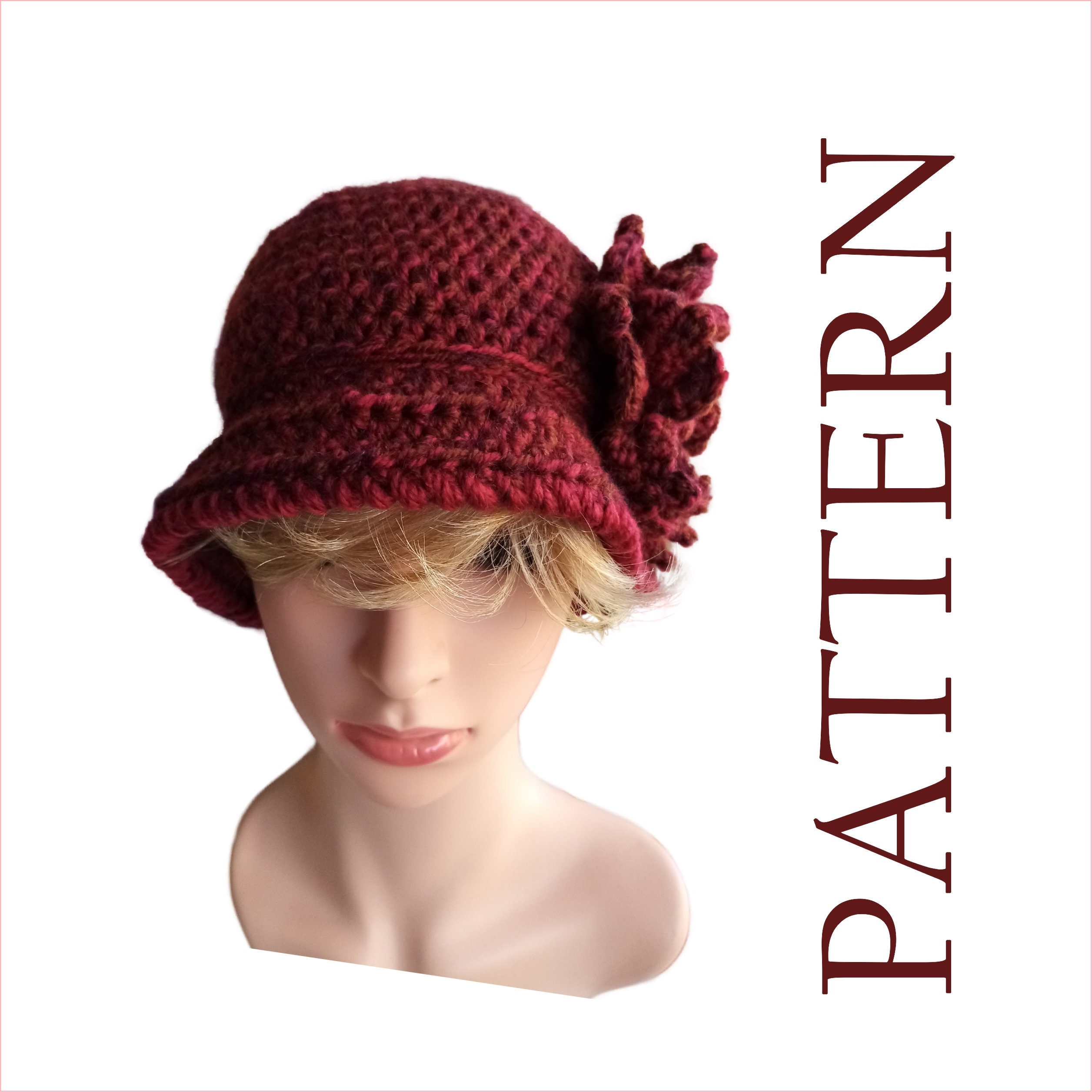 Ladies beautiful Red crocheted cloche hat with black trim, one of a kind sur la tete | Chloe Wool Felt Cloche Hat – Village Hat Shop main image 4