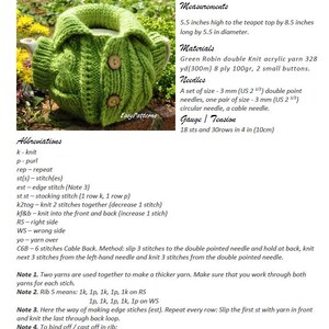 Jacket tea cozy with a pocket pattern, suitable for 4-6 cup pots about 1 liter volume. Six pages of detailed step-by-step instructions accompanied by pictures. Two small buttons added.