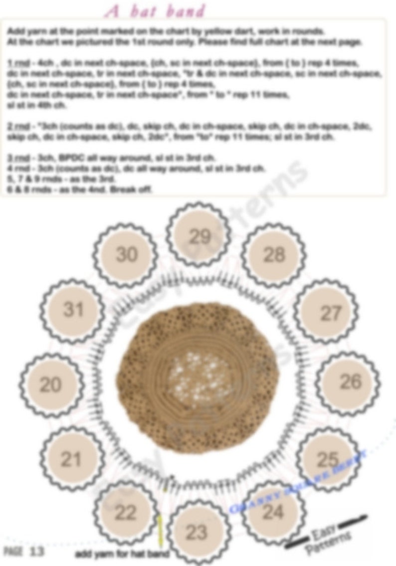 Granny square hat Crochet summer beret pattern image 7