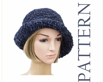 Breiter Rand Bucket Flapper Hut Muster Häkelhut Cloche für Frauen