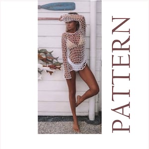 Mesh top pattern Beach cover up Crochet beach dress pattern size M L