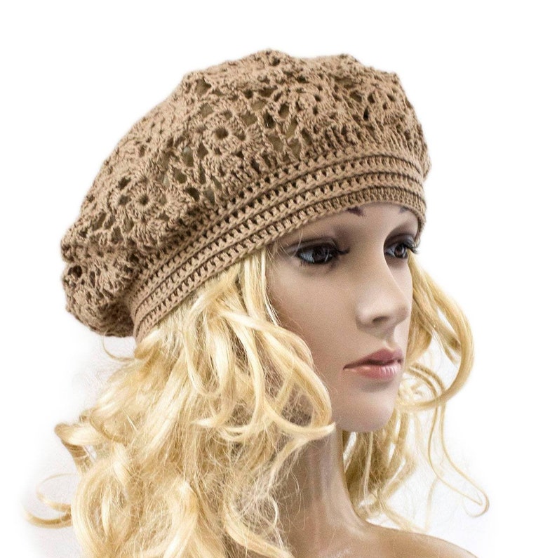 Granny square hat Crochet summer beret pattern image 4