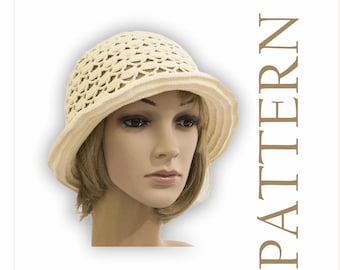 Wzór na letni kapelusz typu bucket hat wykonany na szydełku. Koronkowe kapelusze typu cloche