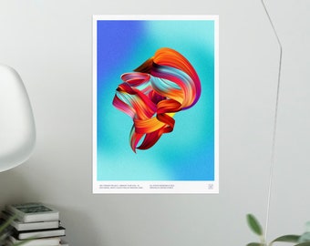 Psychedelic Male Face Art print I Handmade by ArtistI Workplace Art, Wall Art, Modern Home Office Decor I Retro Gradient Poster I Blue