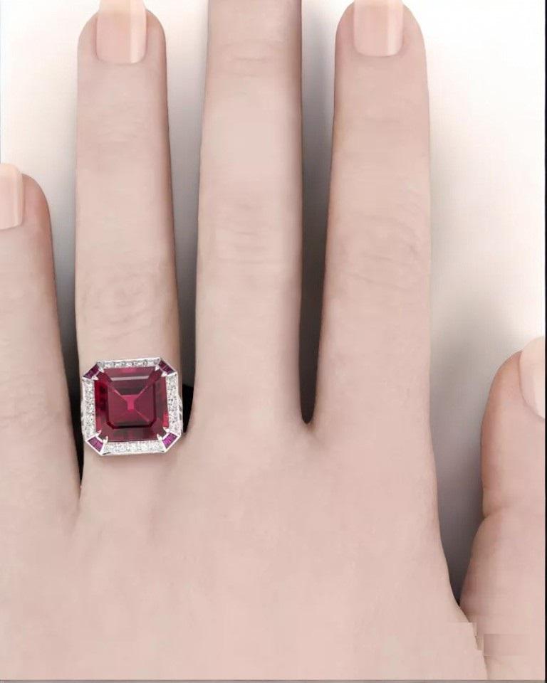Edwardian Ruby Asscher Cut Cocktail Ring, Women's Jewelry, 925 Sterling ...