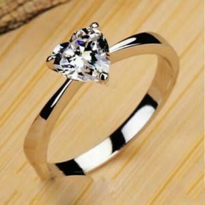 1.50Ct Heart Cut Moissanite Ring 925 Sterling Silver Solitaire Engagement Ring, Diamond Ring, Anniversary Gift, Promise Ring, Gift for Her
