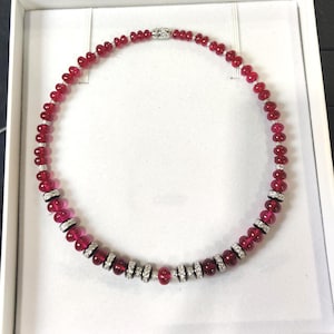 Rubies Bead Necklace For Women 925 Sterling Silver CZ Party Wear Jewelry Buy Now Wedding Necklace Gift For Her Ruby Silver Necklace