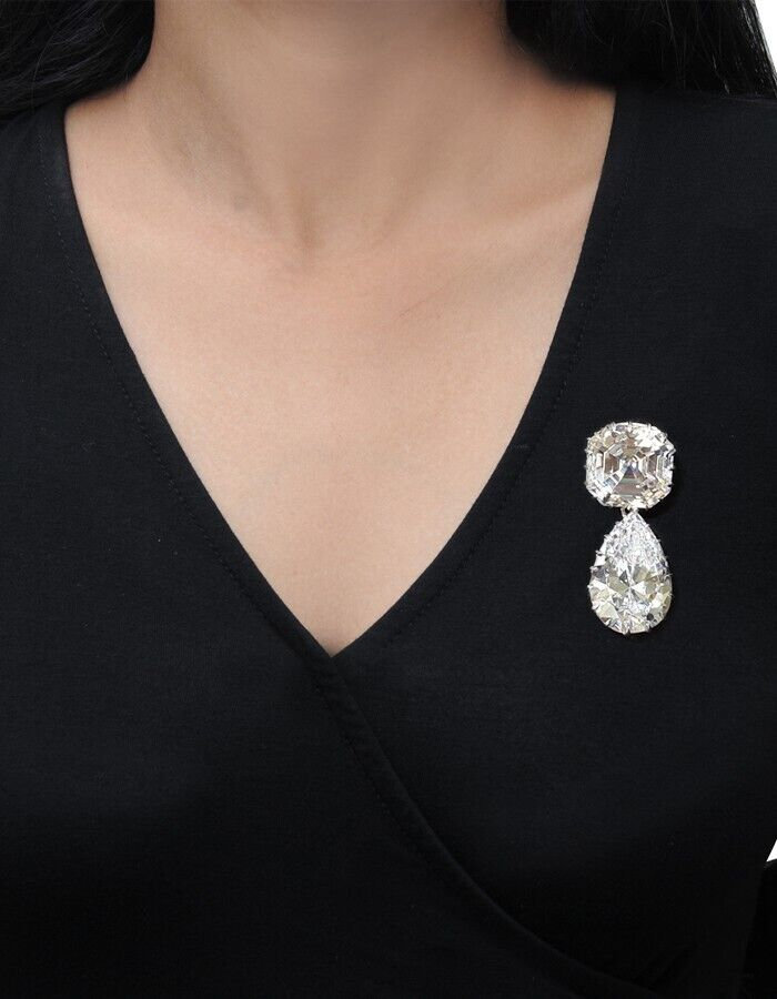 Spilla Regina Elisabetta In Argento Argentium 935 – Con Zirconi Cubici 325 Ct, Handmade India - Foto 2
