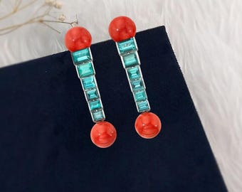 Orecchini Donna In Argento 925 Con Opale, Forma A Goccia, Bijoux Fatti A Mano, Regalo Con Confezione