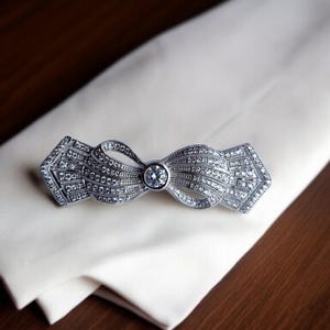 Victorian Brooch Pin For Women/Men 925 Sterling Silver Bow Design Studded Diamond Shop Today Handmade CZ Brooch Party Wear Jewelry