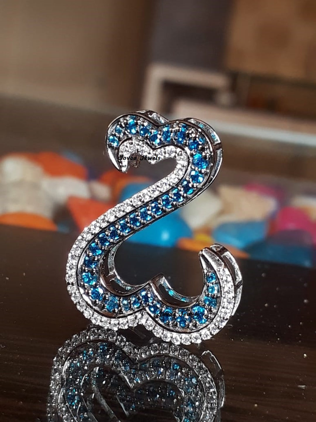 Jane Seymour Open Heart Diamond and Aquamarine Gemstone Necklace