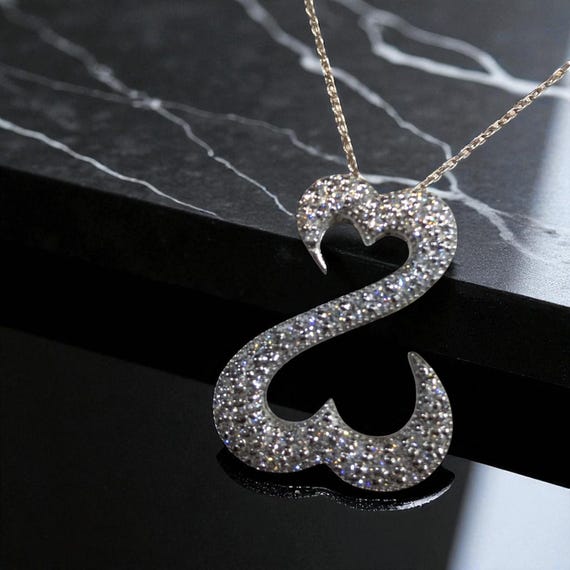 14k White Gold Over Jane Seymour Open Heart Diamond Pendant