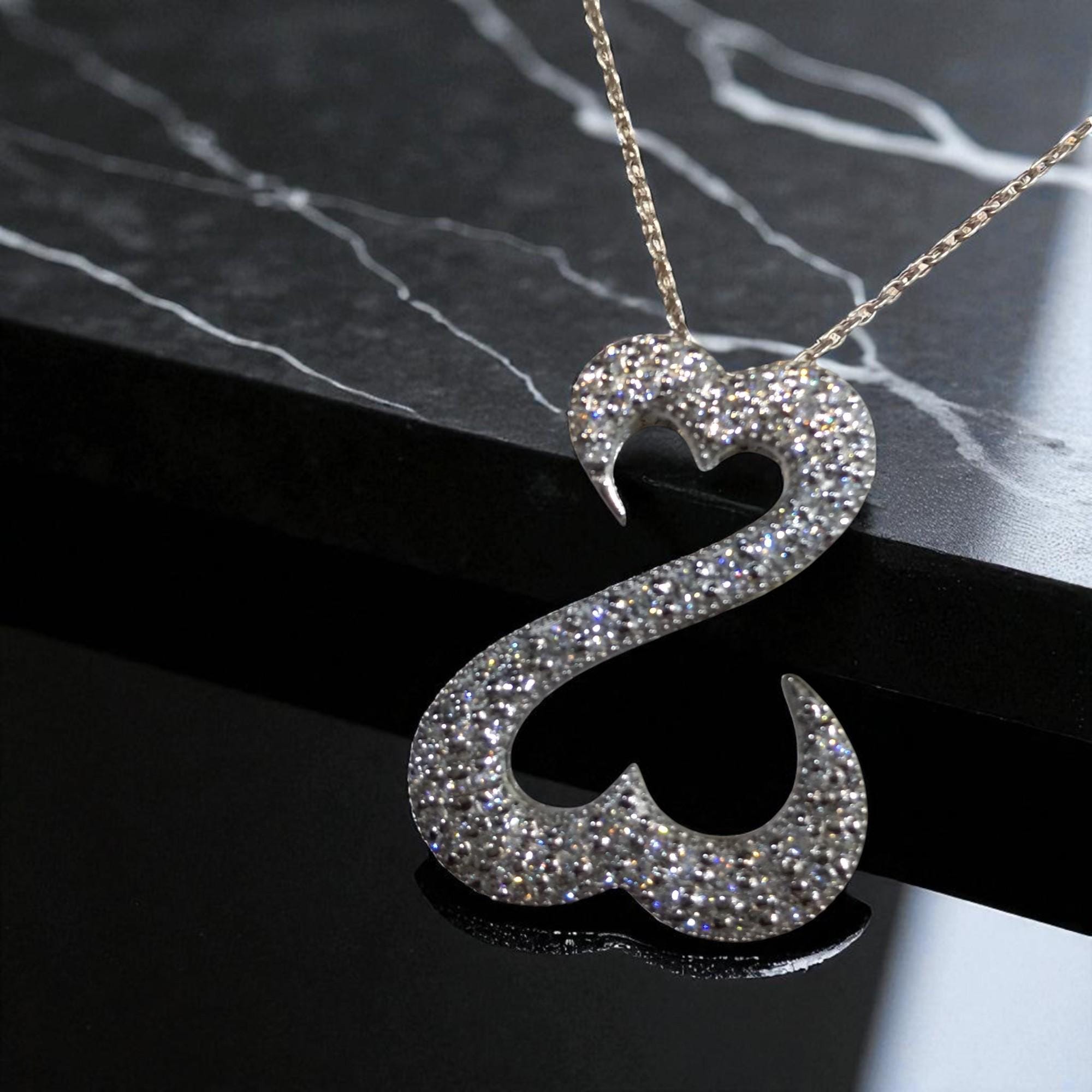14k White Gold Over Jane Seymour Open Heart Diamond Pendant
