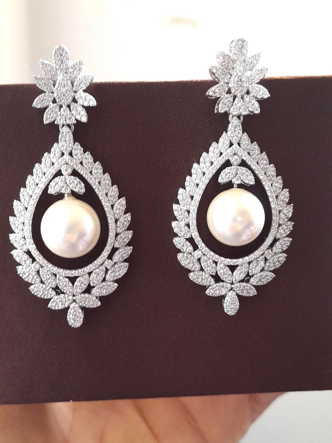 Oivzziy Orecchini pendenti di perla da donna in argento Sterling 925